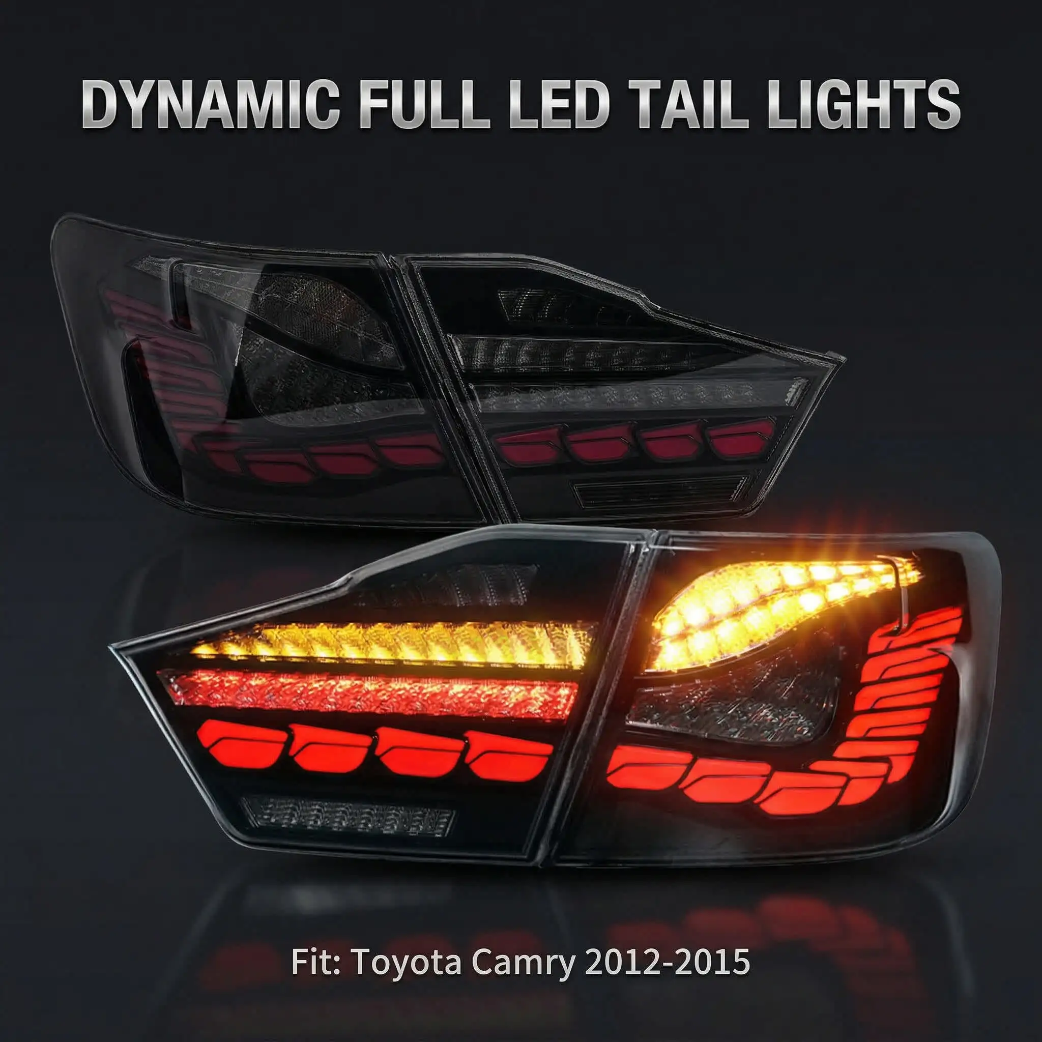 HCMOTIONZ LED Tail Lights For Toyota Camry 2012-2015 DRL Start Up Animation Car Back Lamps Assembly Plug And Play