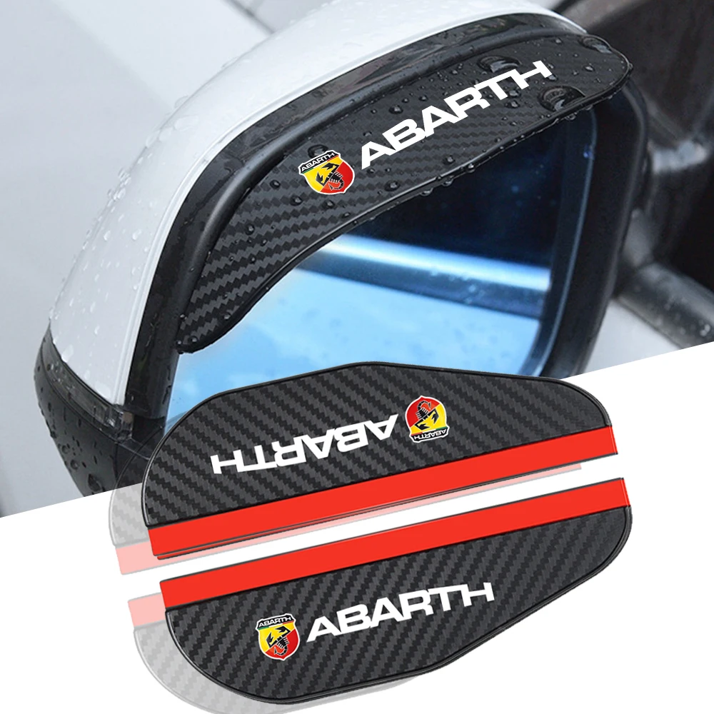 Abarth AwO2 Shelters Juste de pluie pour rétroviseur latéral en fibre de carbone, accessoires de voiture, Fiat 500 595 124 Spider KrasnoPunto, 2 pièces