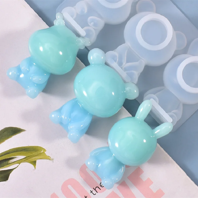

3D Bear Doll Shape Crystal Drop Mold Epoxy Diy Decoration Crafts Clay Gypsum Cake Decoration Chocolate Baking Tools Bear Mold
