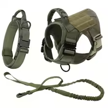 3pcs Set Tactical Dog Chest Harness Collar Leash, Heavy Duty Dog Harness With Handle, No-Pull Dog Vest, Adjustable Military Dog - AliExpress 