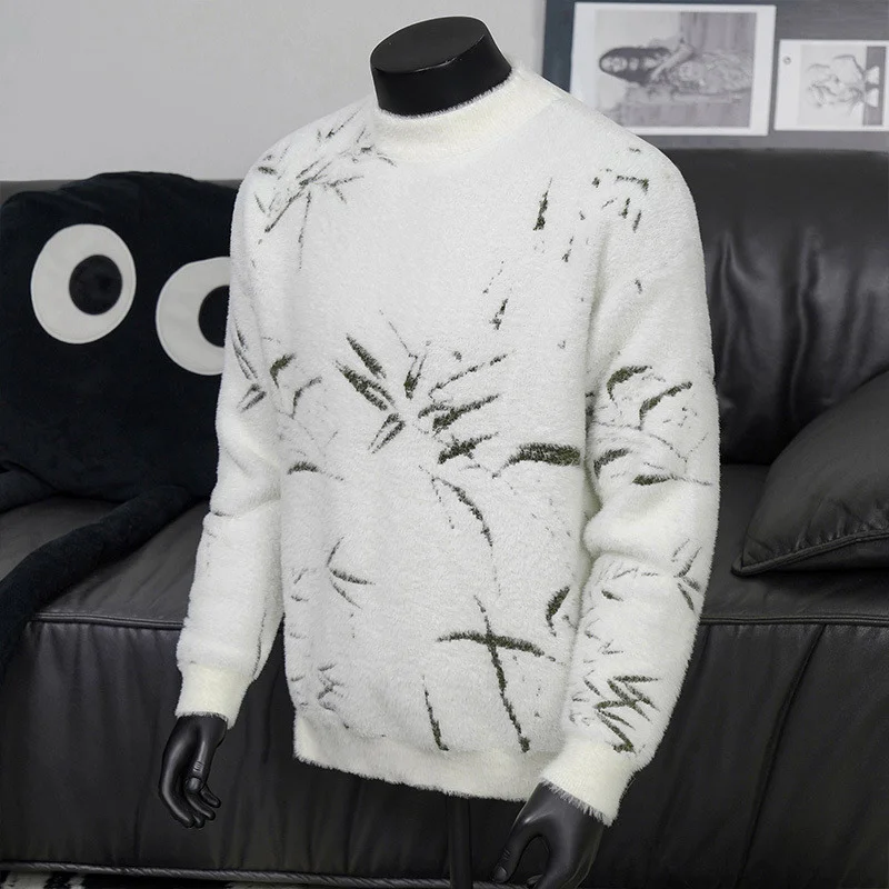 Sweater Round Neck Sweater Pattern Geometric Drawing Pullover Casual Sweater Top