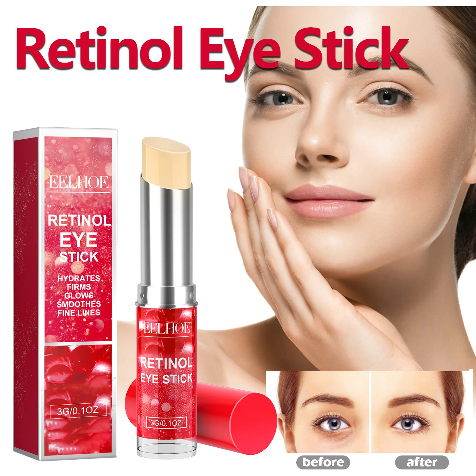 Eelhoe Retinol Eye Cream Stick Moisturizes Skin around Eyes and Improves Eye Fading Wrinkle Fishtail Pattern Firming Skin