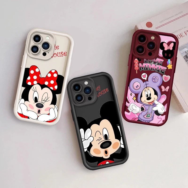 

Disney Mickey Minnie Cute Eye Ladder For Apple iPhone 15 14 13 12 11 XS XR X Pro Max Plus Funda Phone Case