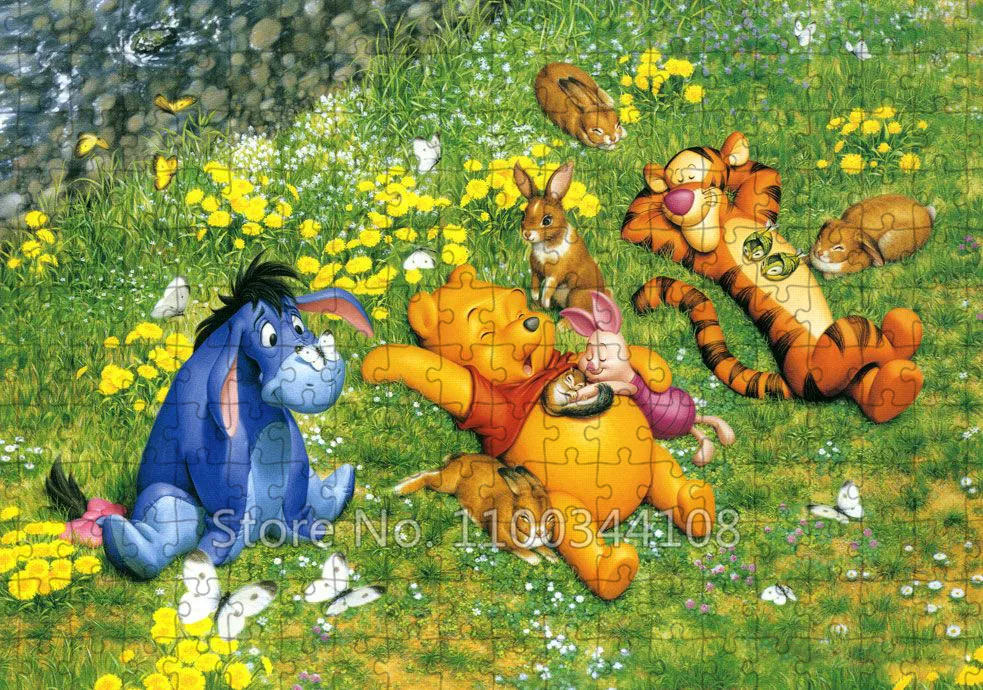 Disney Winnie The Pooh Jigsaw Puzzle 35/300/500/1000 Pieces Cartoon Puzzles for Children's Educational Toys Adult Handmade Gifts