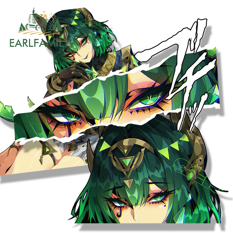EARLFAMILY Ahegao Nefer Fanart Car Sticker Hot Game Genshin Impact Chibi Big Head Decal JDM Peeker Graffiti Gothic Punk Stickers