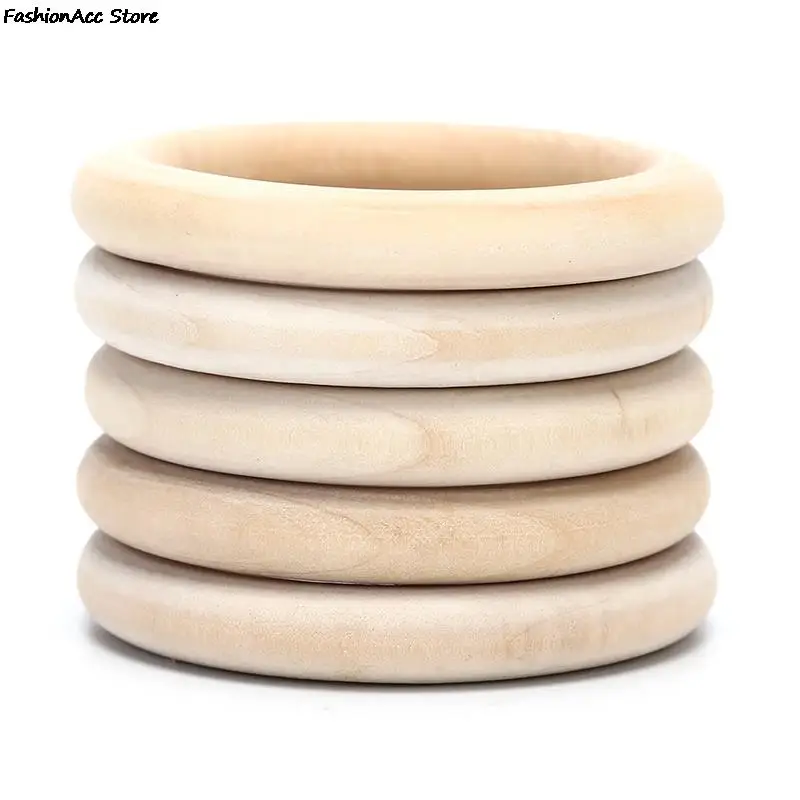 5/10/20/50pcs Unfinished Solid Wooden Rings 20-70MM Natural Wood Rings for Macrame DIY Crafts Ornaments Jewelry Making