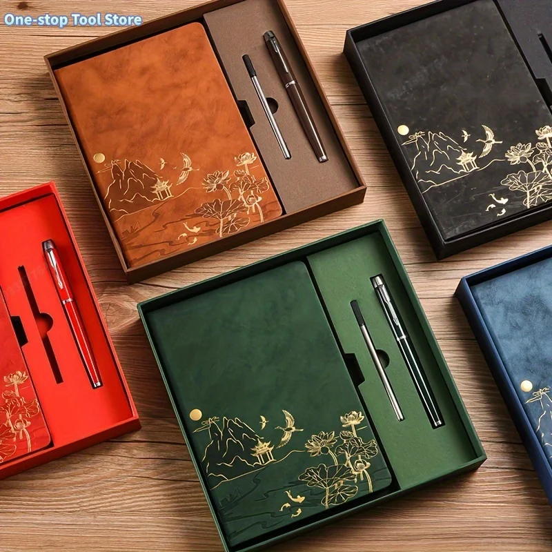 Ensemble de cahier, sélection de livre unique et de ensemble, sensation de peau et changement de couleur, couverture en matériau PU A5, coffret cadeau pour carnet de travail
