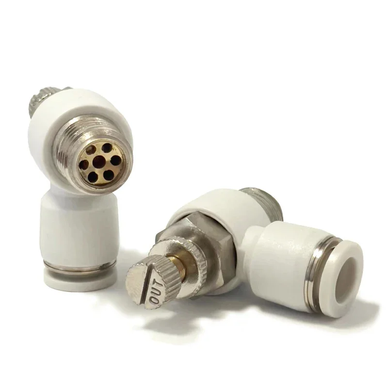 1PCS High Quality White Adjustable Quick Connector SL4-M5 SL6-01 8-02 03 Flow Regulating Valve Quick Plug Pneumatic Fittingss