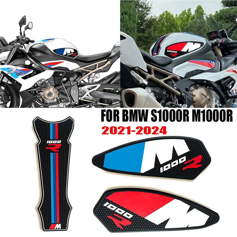 Almohadilla de protección antideslizante de goma 3D para tanque de combustible, pegatina decorativa para BMW S1000R M1000R, novedad de 2021-2024