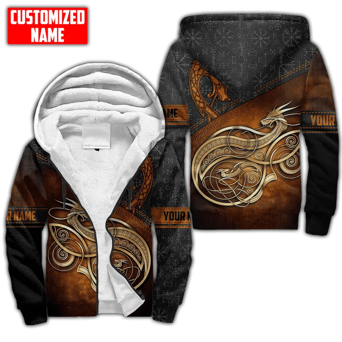 

Personalized Name Dragon Tattoo 3D Printed Fashion Men's Fleece Zip Hoodie Unisex Casual Winter Thicker Warm zipped jacket JH17