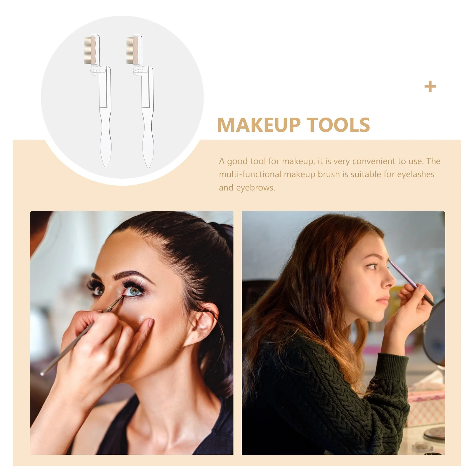 

2Pcs Eyebrow and Eyelash Comb Foldable Makeup Tool Stainless Steel Brow Brush for Women Portable Travel Essential Compact Design