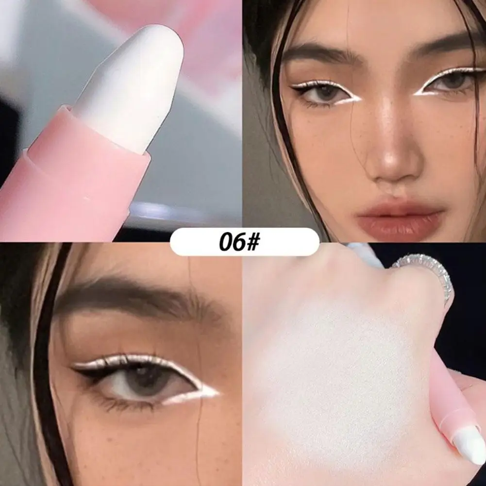 Vara de sombra, 6 cores, brilho, branco, bicho da seda, lápis, fosco, marcador, brilho, duradoura, canto, perolado, f9r8