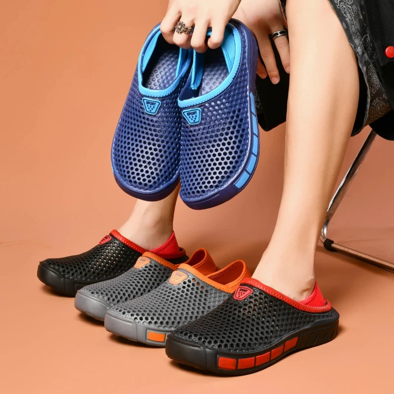 

Men's and Women's Summer Sandals Clogs Casual Round Toe Slip on Outdoor Geometric Pattern Anti-slip Beach Hole Shoes Plus 46 47