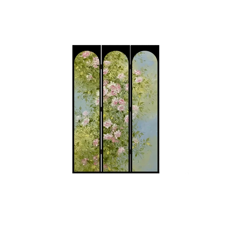 

French retro oil painting fresh screen partition photo background home hotel studio foldable movable decoration
