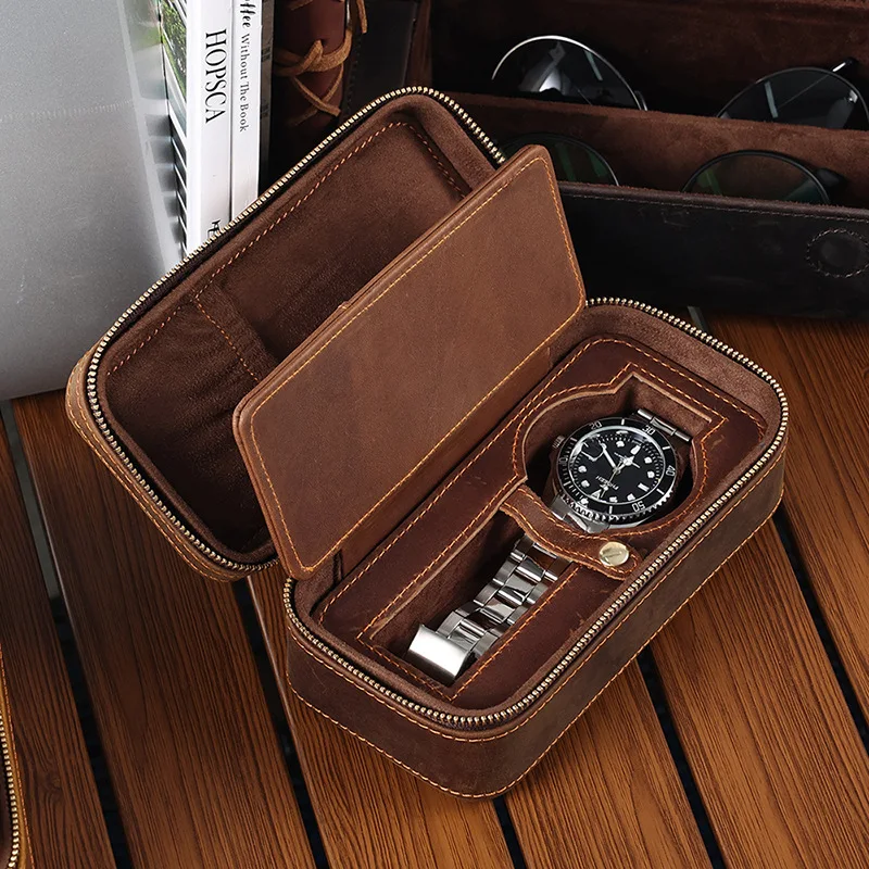 True Leather Storage Watch Case Convenient Travel Takeout Provide Free Personalized Customized Logo Services Display Watch Box