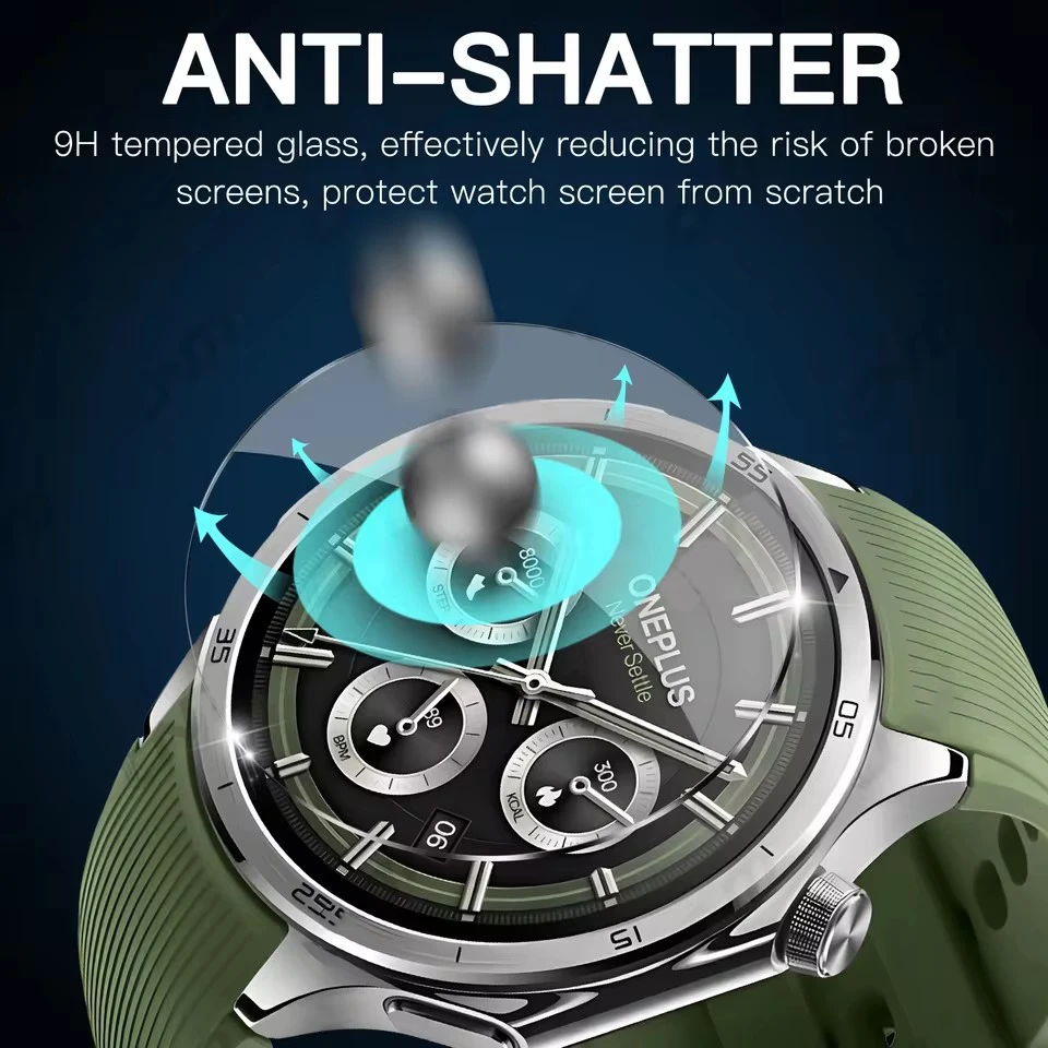 3-5 قطعة واقي للشاشة لساعة OnePlus Watch 3 من الزجاج المقسى المضاد للخدش طبقة زجاجية ملحقات حماية فائقة الدقة