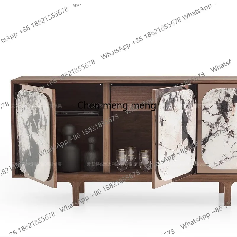 

Nordic light luxury rock slab entrance cabinet, Italian minimalist storage cabinet, solid wood modern simple dining side cabinet