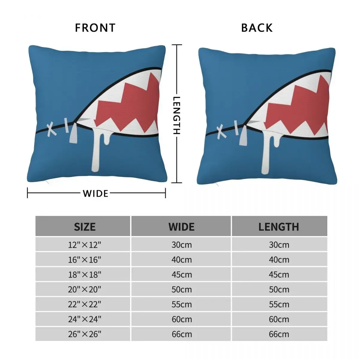 Gawr Gura Shark Mouth Square Pillowcase Pillow Cover Polyester Cushion Decor Comfort Throw Pillow for Home Bedroom