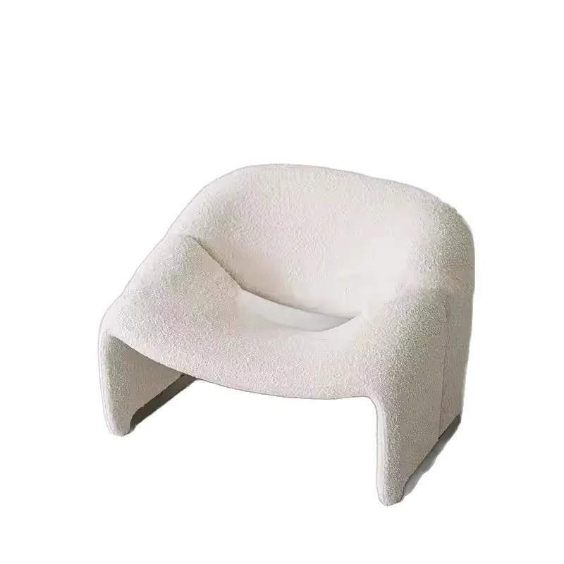 

Lamb Fleece Smiley Chair Modern Simple Cream Wind Single Leisure Chair Living Room Balcony Sofa Chair