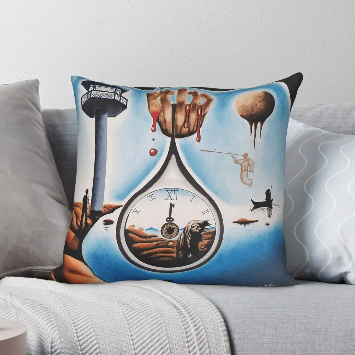 Surreal Landscape Dystopian Square Pillowcase Polyester Linen Velvet Creative Zip Decor Car Cushion Case