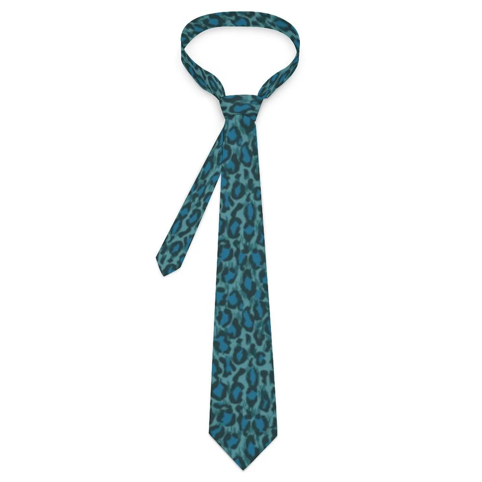 Blue Leopard Print Tie Funky Animal Daily Wear Party Neck Ties Men Vintage Cool Necktie Accessories Quality Graphic Collar Tie