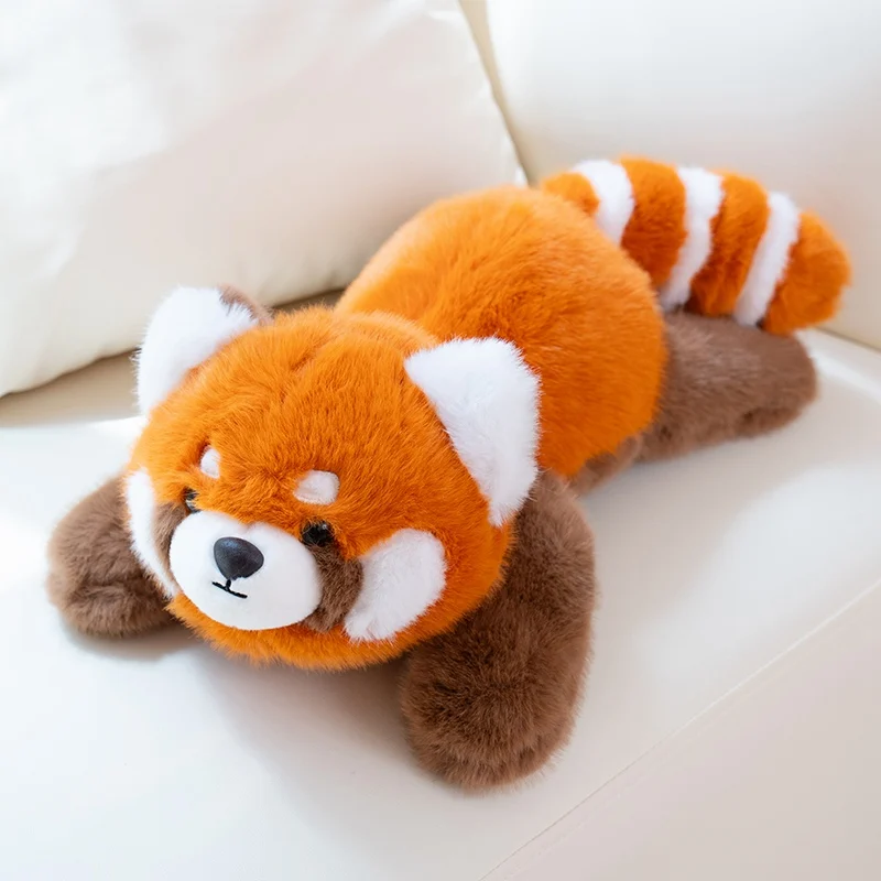 アライグマのぬいぐるみ,高品質のシミュレーション人形,赤いパンダの枕