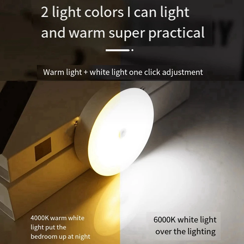 4 Pack Motion Sensor LED Night Light,USB Rechargeable Wall Decoration Bedroom Night Lamp High Guality Cool White