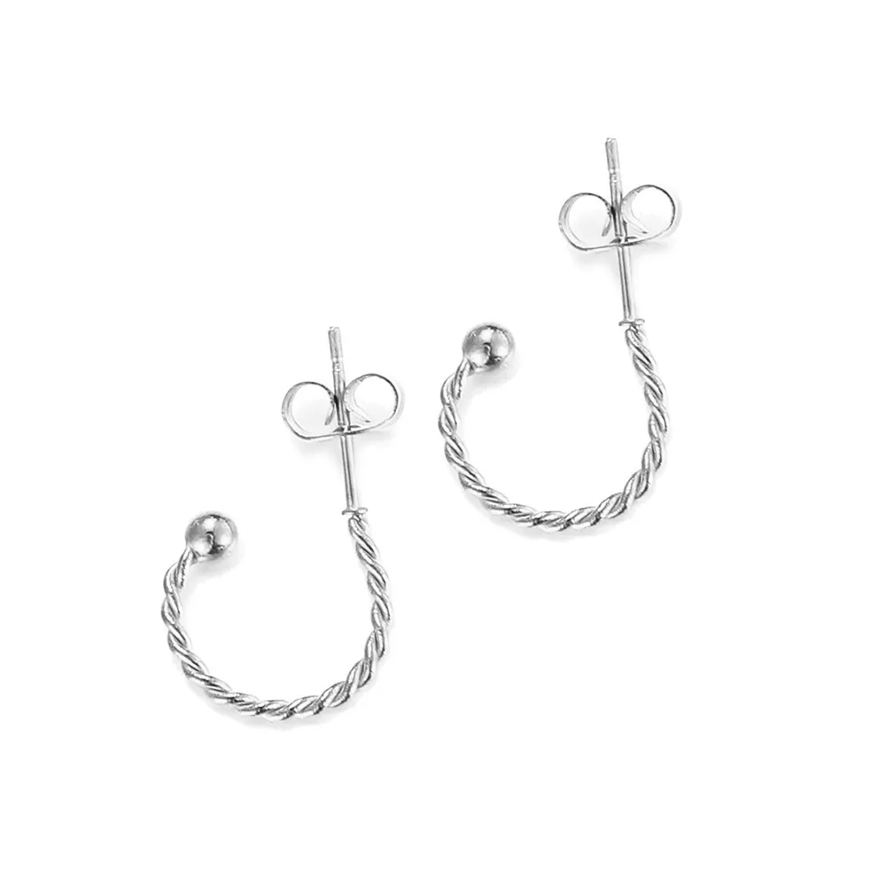 2022  Small Letter C Shape Twisted Creole Earrings Gold Color Stainless Steel Circle Hoop Earrings For Women Jewelry Trend New image 5