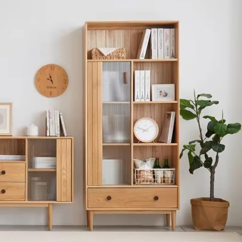 

Simple modern solid wood high bookcase, home office furniture shelf bookcase