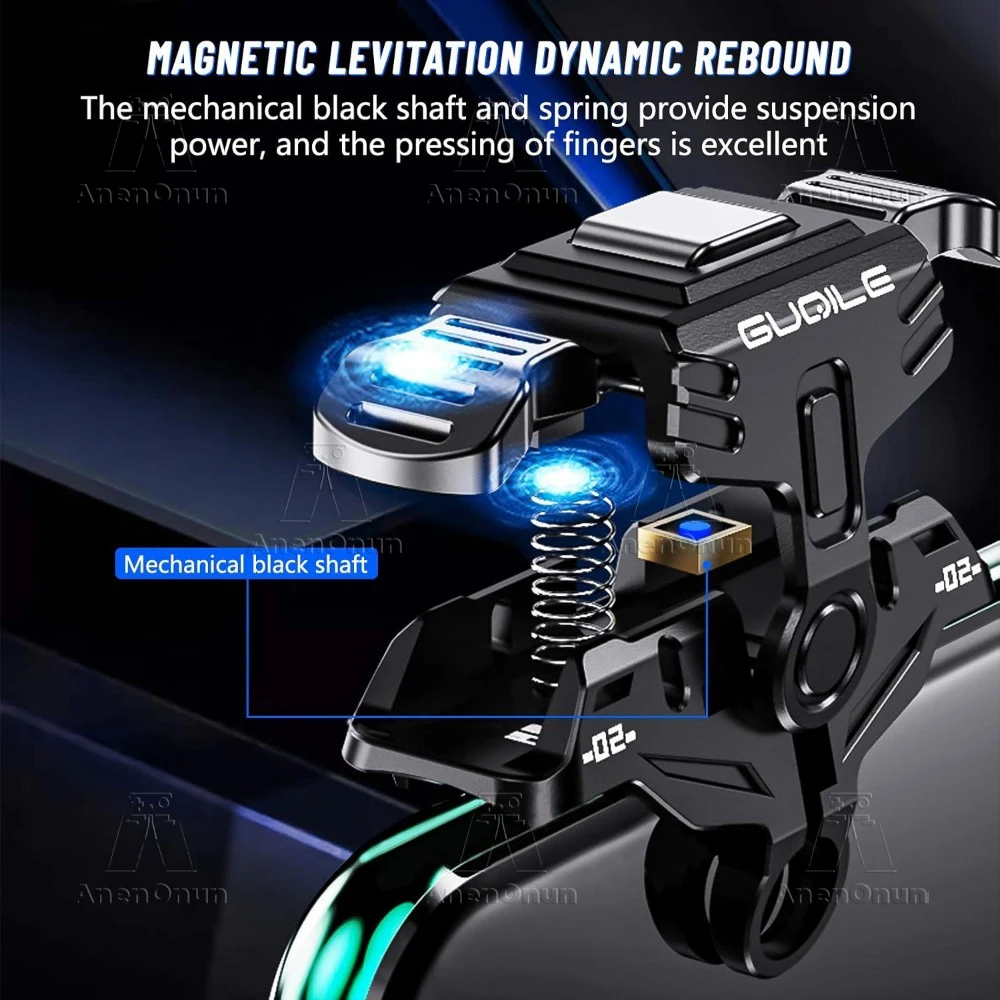 وحدة تحكم ألعاب الهاتف المحمول PUBG، زر ميكانيكي للتشغيل بأربعة أصابع، ملحقات ألعاب إطلاق النار للهاتف الخلوي Android/iOS