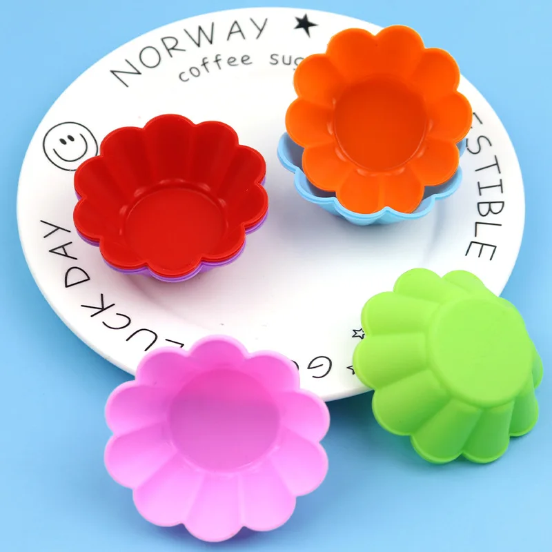 Single flower 8cm silicone muffin cup cake jelly pudding mold reusable cake cup