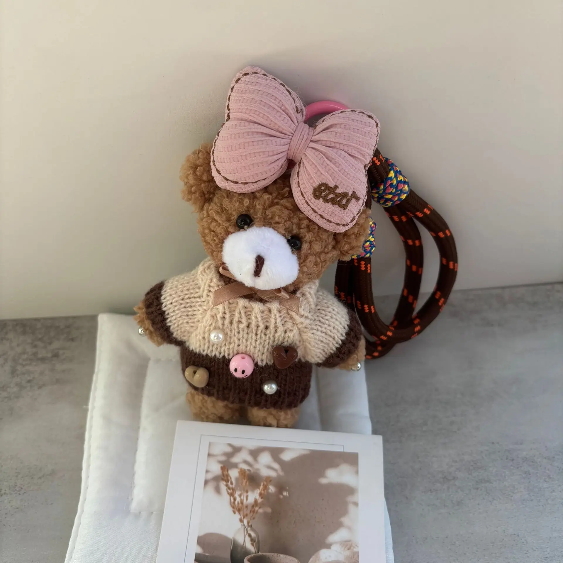 Wear jumper teddy bear keychain bag bag charm bag charm girlfriends gift doll dolls view 4