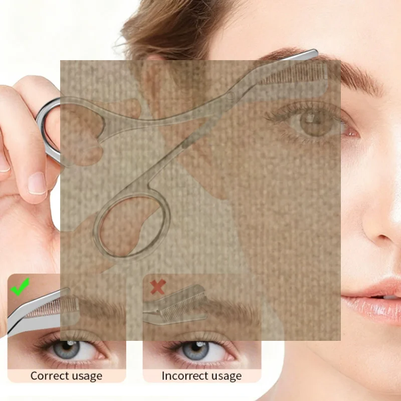 2-In-1 Eyebrow Trimming Scissors With Combs Professional Eyebrow Trimmer Stainless Steel High Quality Scissors Beauty Tools