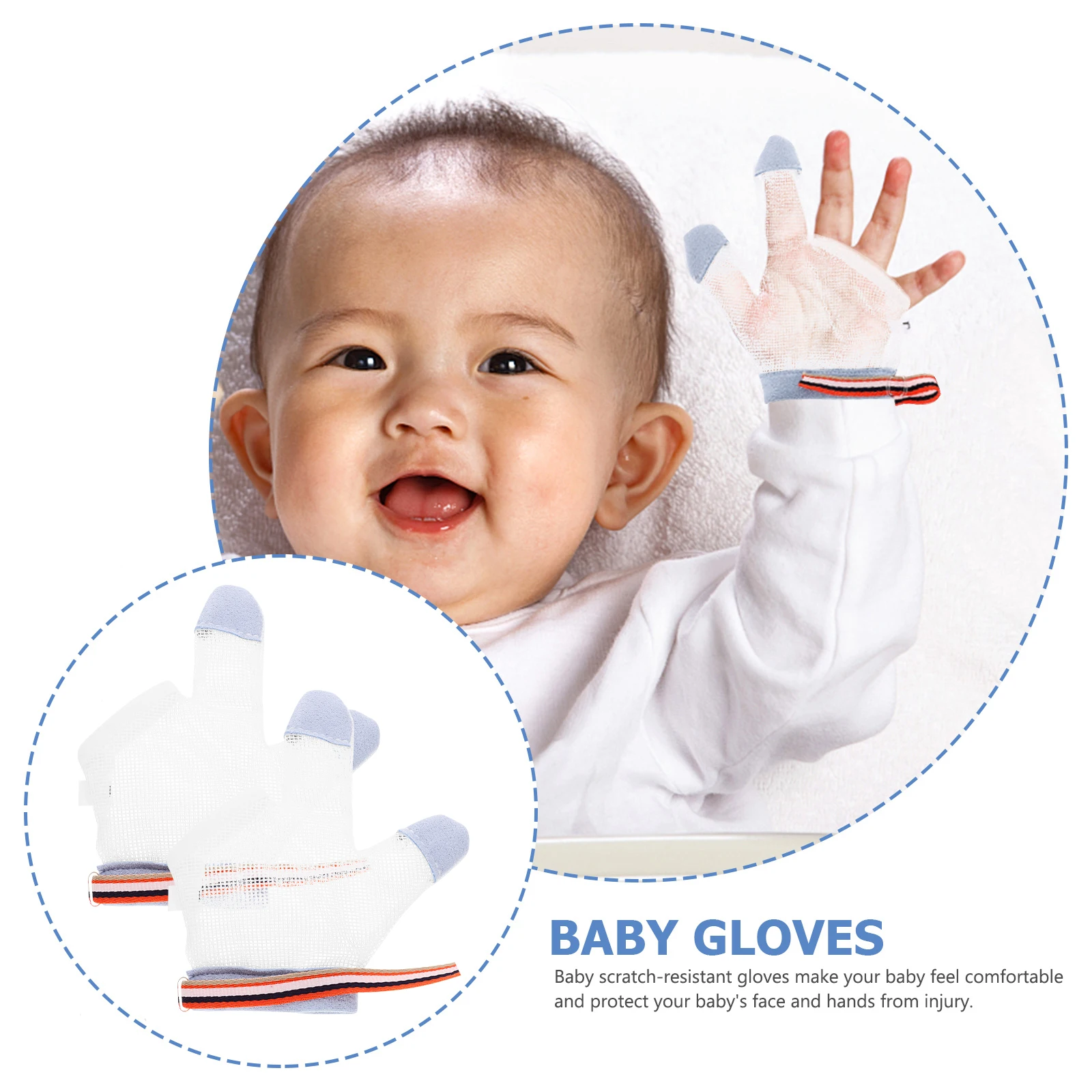 

1 Pair Anti-Eating Hand Gloves Baby Teething Mittens Breathable Nylon Half-Finger Gloves For Infant Toddler Newborn Kids Outdoor