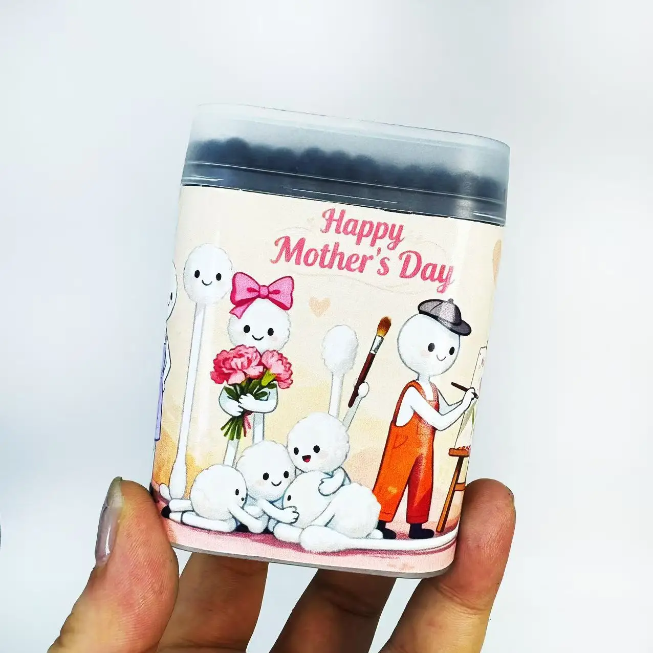 200 قطعة/400 قطعة عيد الأم تحت عنوان مزدوجة نهاية مسحات القطن دوامة مستديرة الإبداعية عيد الأم عنصر أعواد قطنية العصي