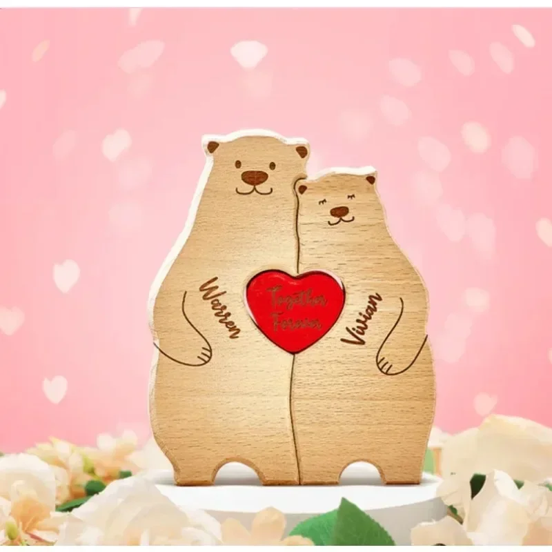 

Медведь домашняя деревянная головоломка декор сердце теплее подарок на день рождения художественное имя головоломки домашний декор подарок на День благодарения