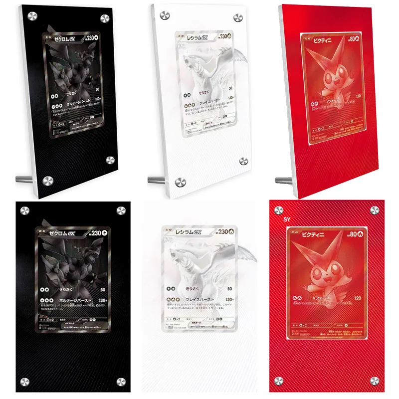 exibicao-de-arte-para-cartao-pokemon-sv11-zekrom-ruiram-acrilico-estendido-arte-preso-tijolo-colecao-titular-do-cartao-caso-de-exibicao