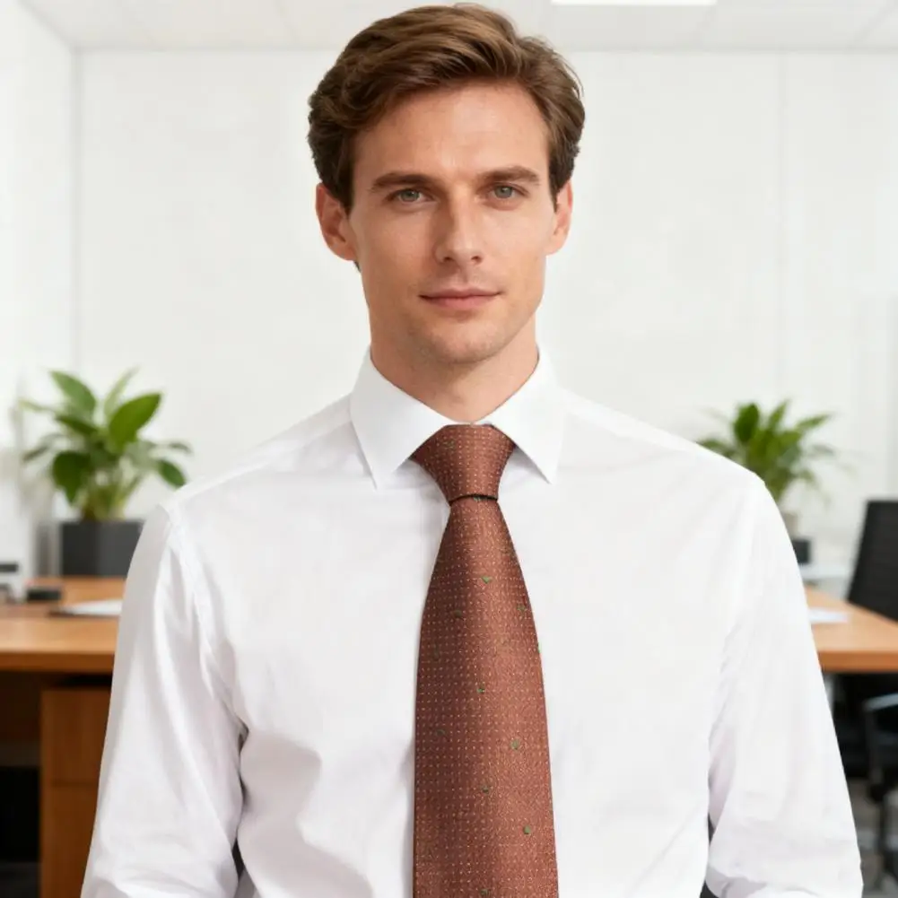 Polyester Tie Men's Formal Suit Tie with Design Rich Color Pattern Business Necktie Wedding Accessory for Banquets Office Wear
