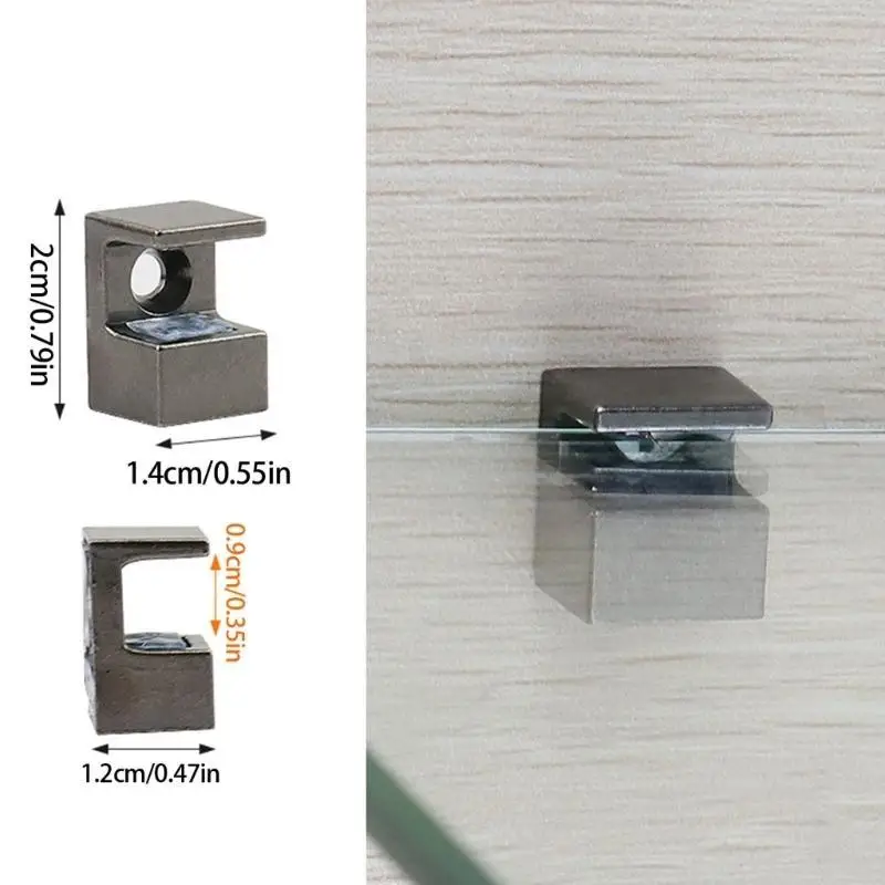 652F Pack of 4 Sturdy Zinc Alloy Glass Brackets Adjustable Convenient for 10 12mm Glass Panel with Stable Rubber Designs