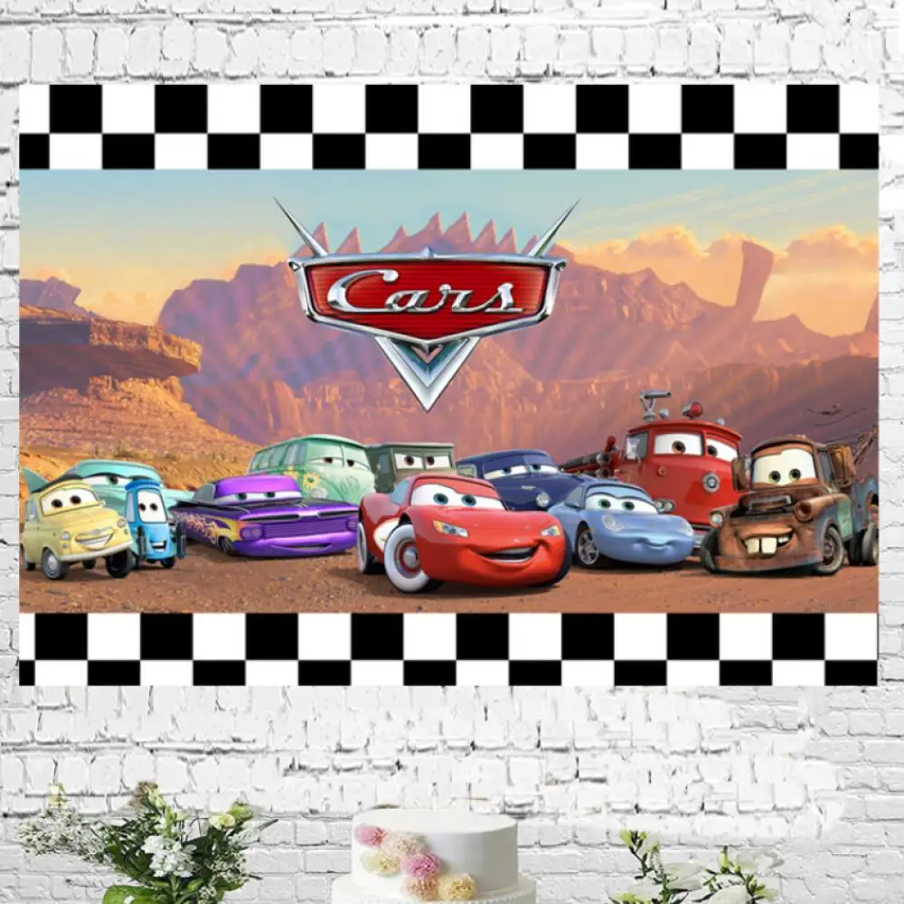 Mcqueen Cars Theme BOY Birthday Background Photography Vinyl for Children's Birthday Decoration Background Party Supplies 2024