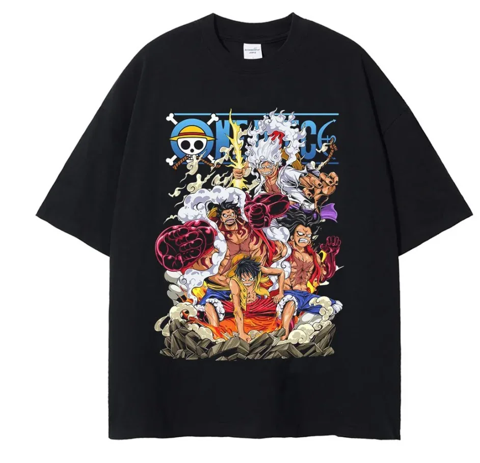 One Pieceเสื้อยืดอะนิเมะญี่ปุ่นวินเทจฤดูร้อนผ้าฝ้ายผู้ชายTเสื้อลําลองแขนสั้นStreetwear Tops Tees Manเสื้อผ้า
