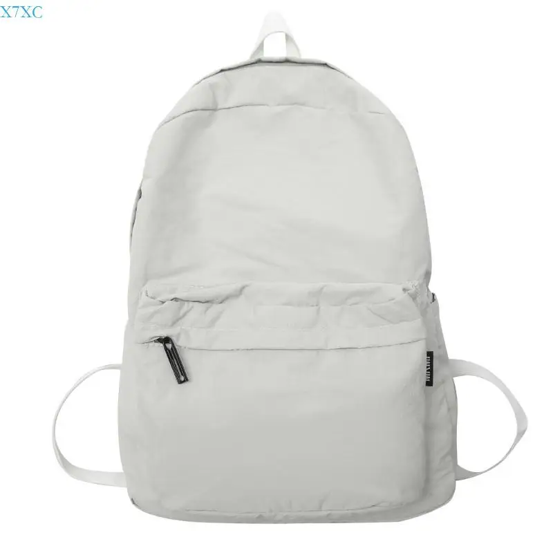 X7XC Versatile School Bag with Soft Washed Pleated Fabric for High School and College Unisex Large Capacity Backpack Book Bag
