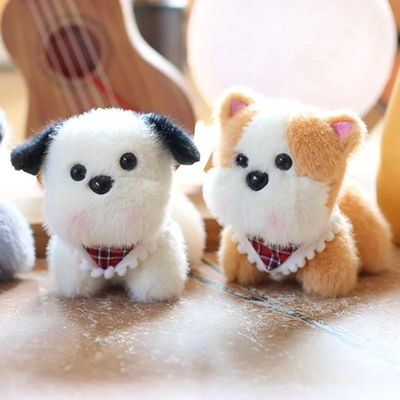 Funny Cute Animal Scarf Dog Plush Dolls Soft Ragdoll Keychain Pendants Girly Bag Hanging Ornaments Stuffed Toys Kids Gifts