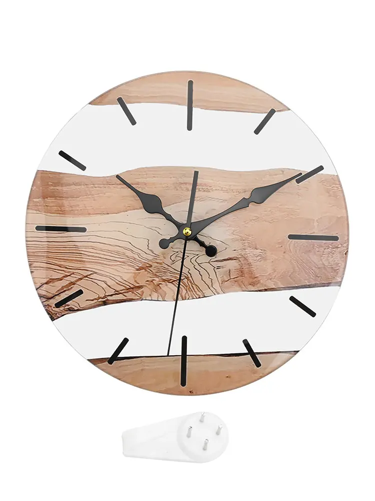 30CM Wooden Silent Wall Clock Wood Grain Vintage Transparent Tempered Glass Xmas Ornament Festival Party Orinament Home Decor