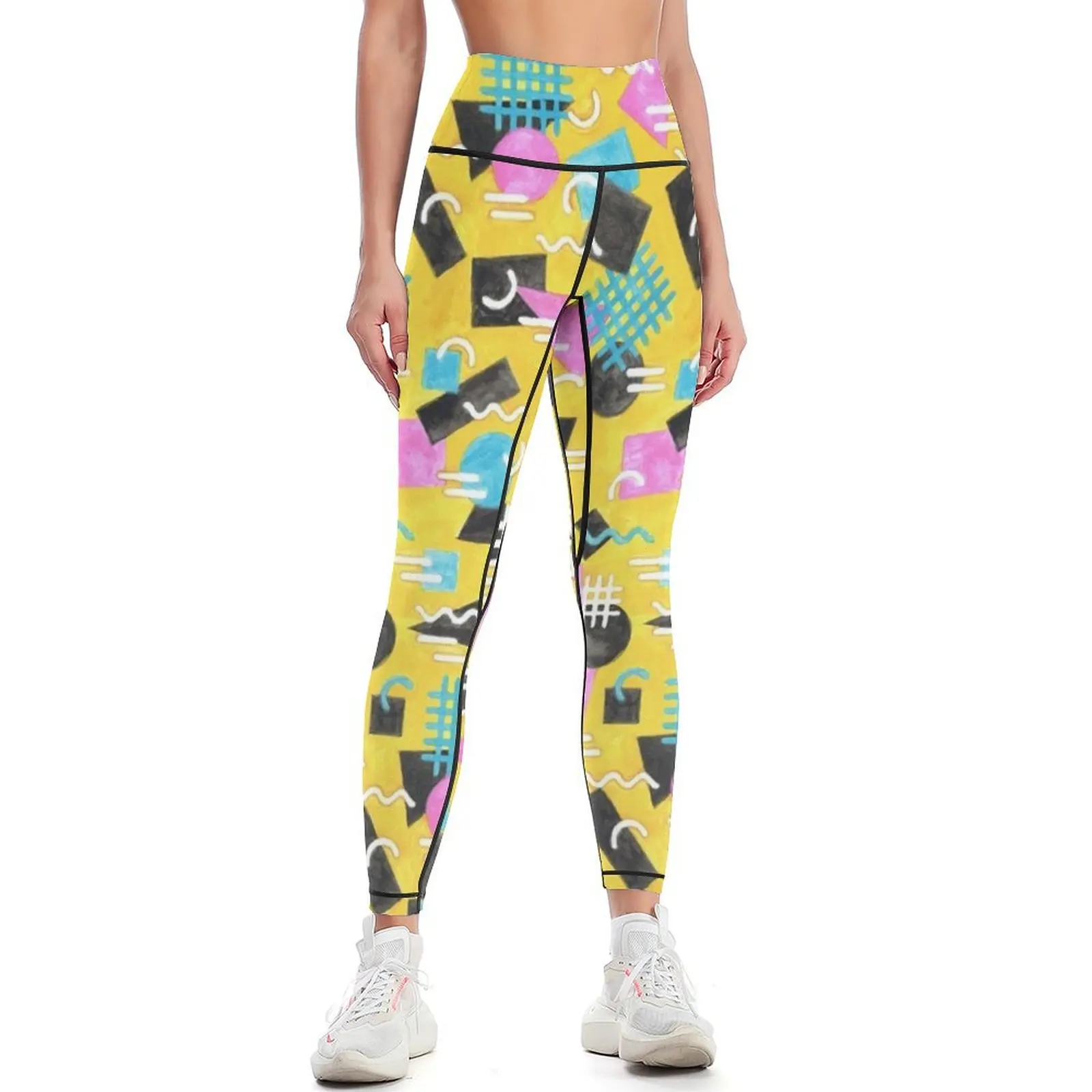 

Watercolour Memphis Pattern Leggings high waist Fitness woman exercise clothing for Jogger pants Womens Leggings