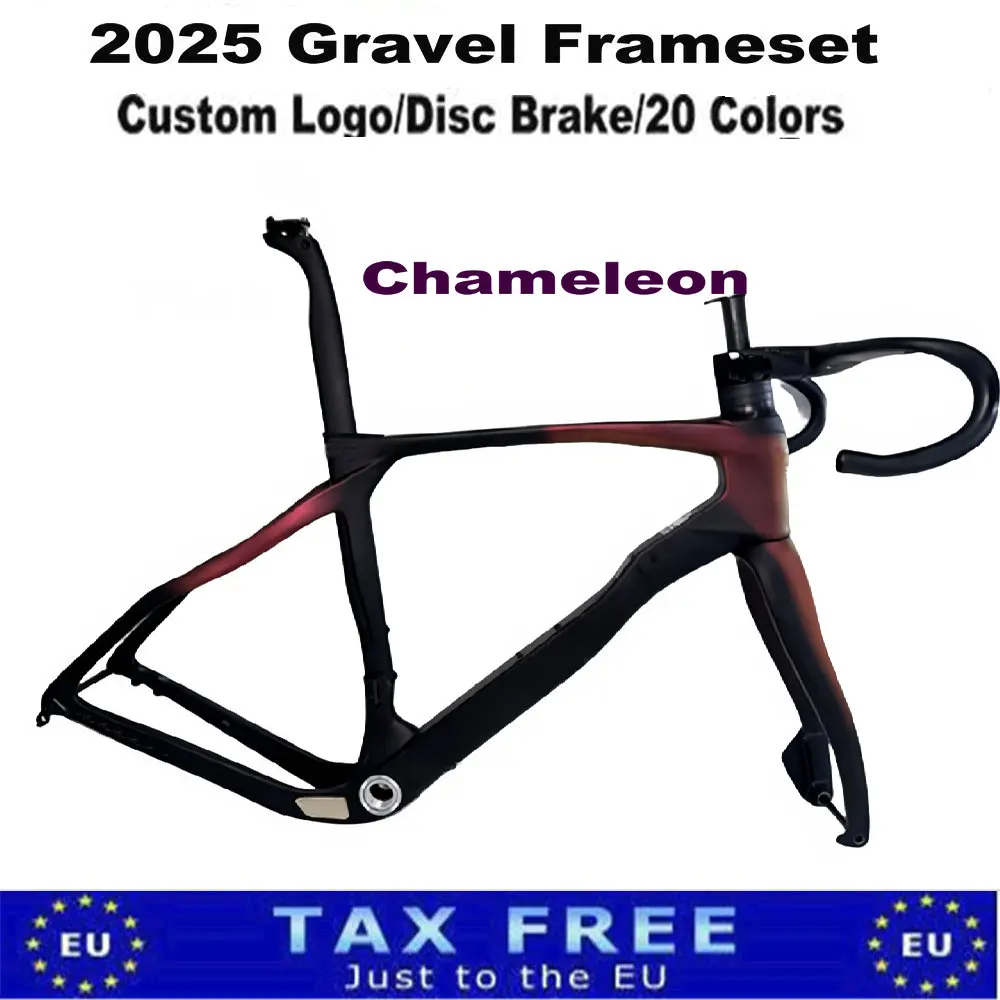 Custom Logo Chameleon Grevil F Bike Frame Carbon Fiber Gravel Frameset Handlebar 30 Colors DPD