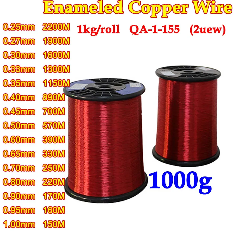 

0.25mm 0.27mm 0.8mm 1.0mm 2UEW copper wire Magnet Wire Enameled Copper Winding wire Coil Copper Wire Winding wire Weight 1000g