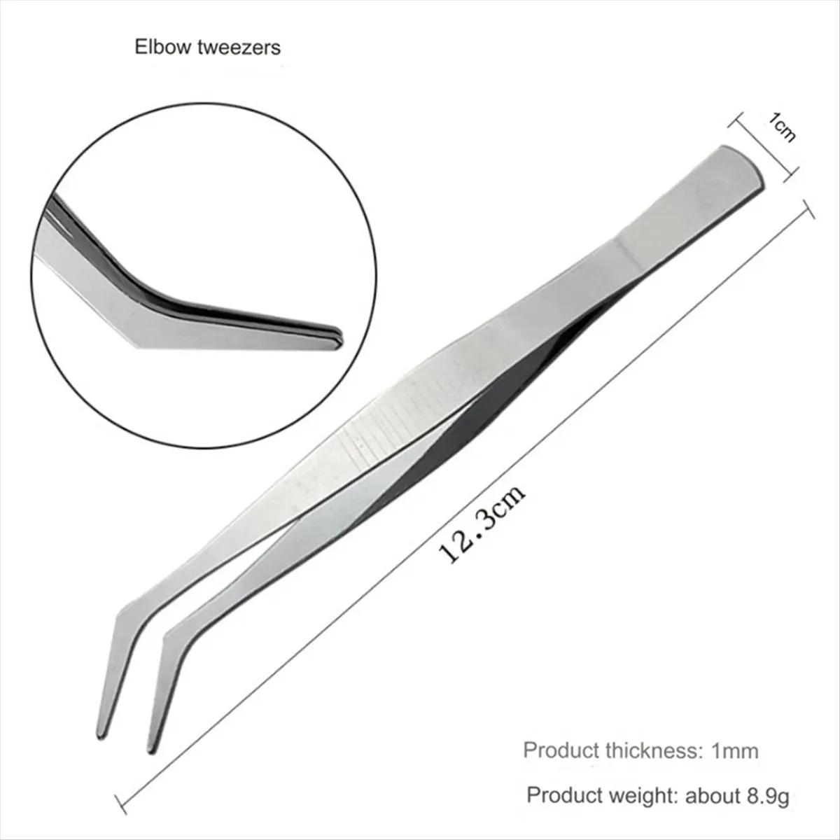 ABNH 4-Piece Set of Stainless Steel Combination Tweezers, Elbow Tip, Labor-Saving Pliers,-Reverse Flat-Mouth Stamp Clips - view 4