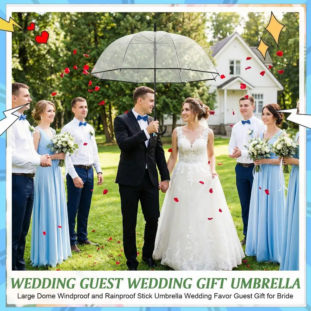 

60 шт. автоматических прозрачных купольных зонтов с 8 спицами, ветрозащитные, для свадеб, торжеств, выпускных и мероприятий на открытом воздухе