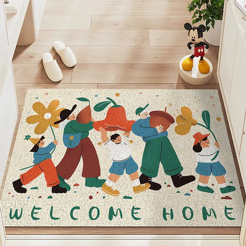 Abstract Figures PVC Coil Doormat Non‑Slip Dirt Scraping Cuttable Easy Clean Entrance Welcome Floor Mat Home Decor